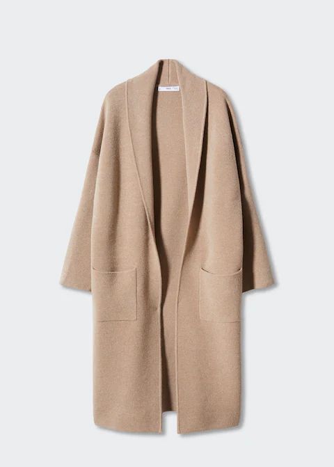 Oversized knitted coat with pockets | MANGO (US)