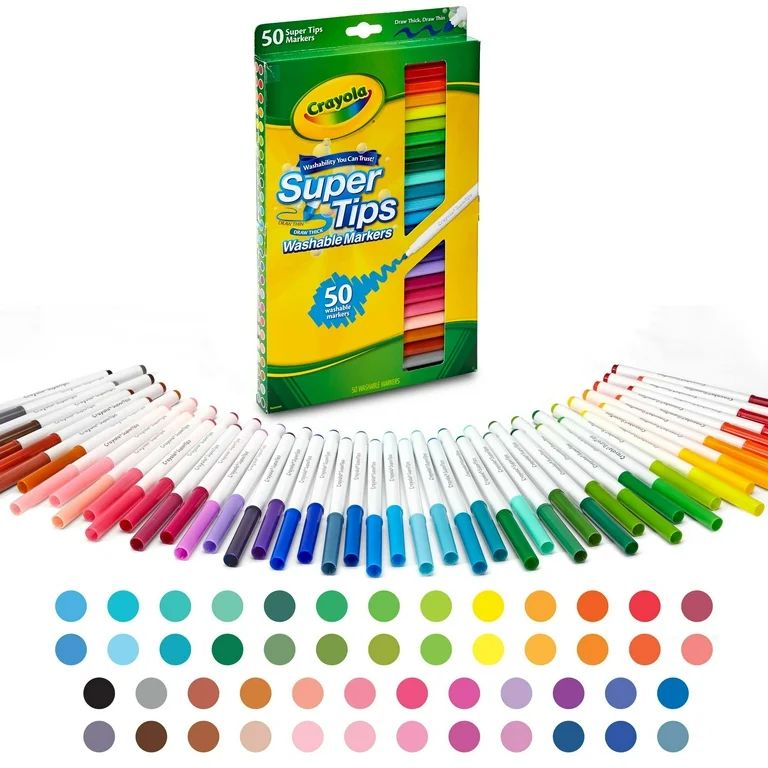 Crayola Super Tips Washable Markers, Back to School Supplies, Art Toys, 50 Assorted Colors, Child... | Walmart (US)