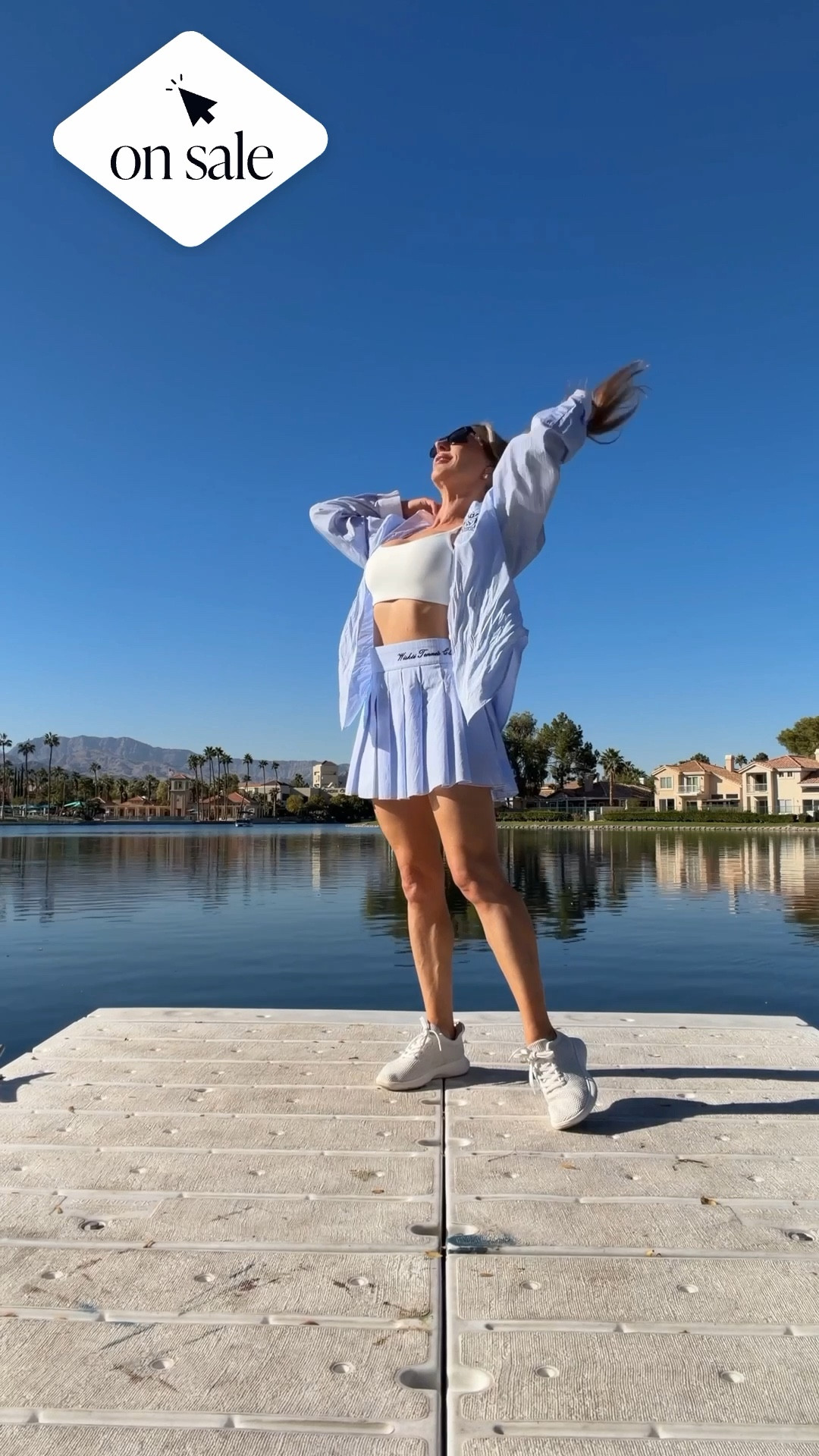 Sale alert!!! Casual but elevated OOTD: a blue and white stripe shirt is definitely a wardrobe essential and o love that this has a matching pleated mini skirt with built in shorts. Use WISKII discount code EVE23 for 23% off during the sale or 15EVE for 15% off anytime. 

#LTKSeasonal #LTKPetite #LTKSaleAlert