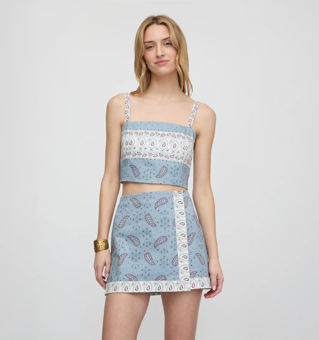 The Anya Top - Dusty Blue Gemstone Mosaic Scarf | Hill House Home US