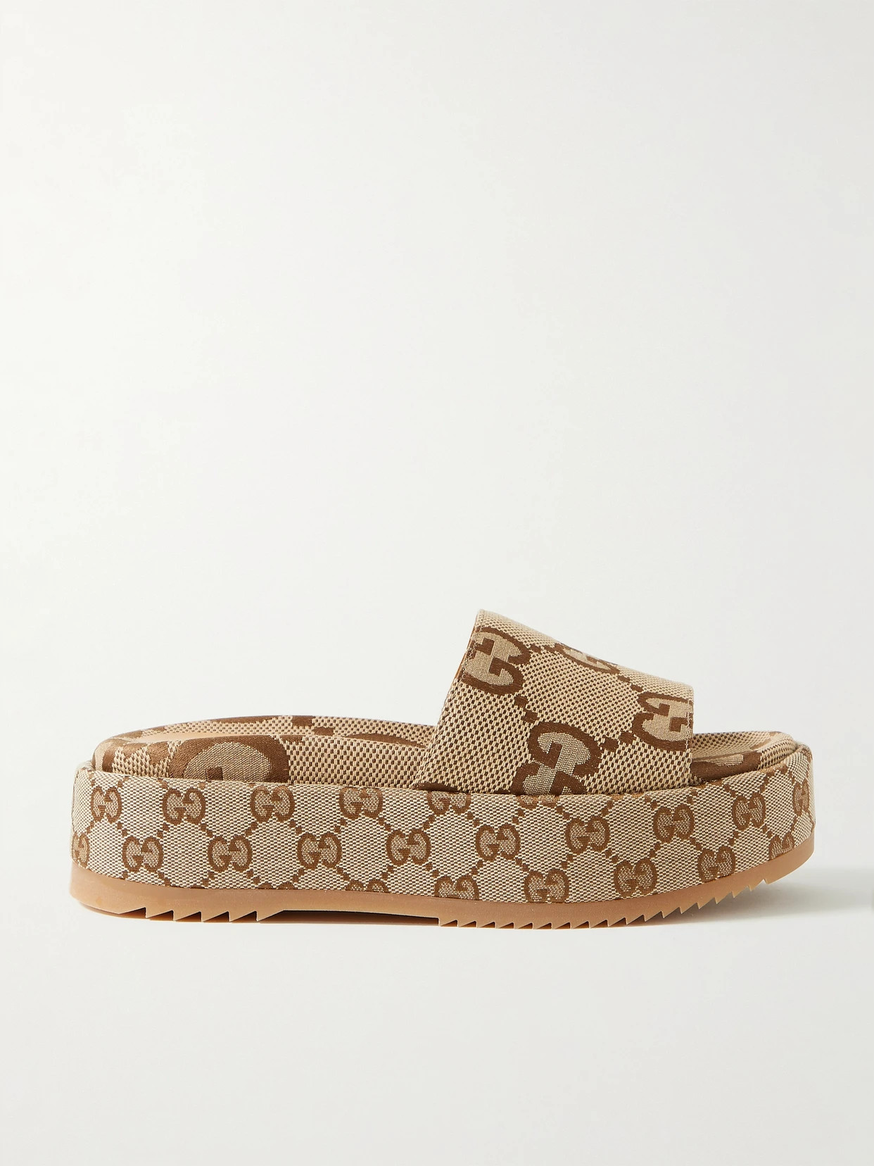 Gucci - Angelina Logo-jacquard Coated-canvas Platform Slides - Beige - IT41.5 | NET-A-PORTER APAC