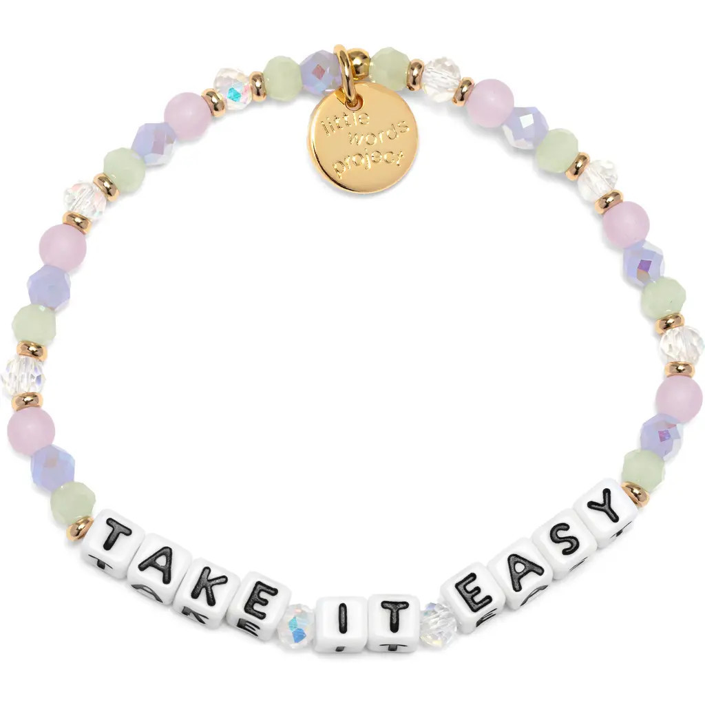 Little Words Project Take it Easy Beaded Stretch Bracelet in Pink at Nordstrom, Size Small | Nordstrom