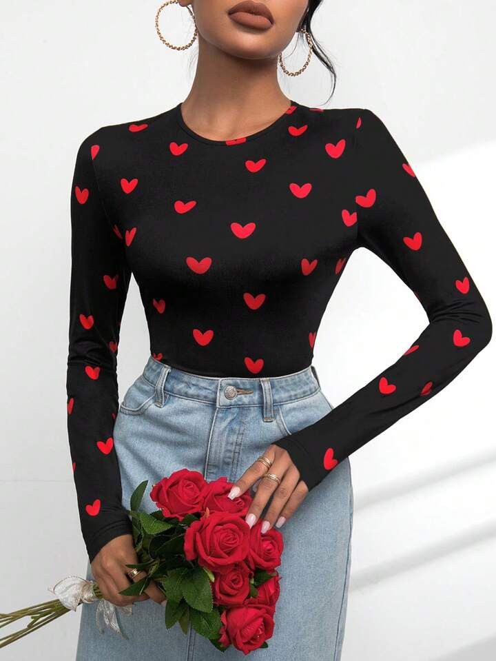 SHEIN Essnce Valentine's Day Women's T-Shirt | SHEIN