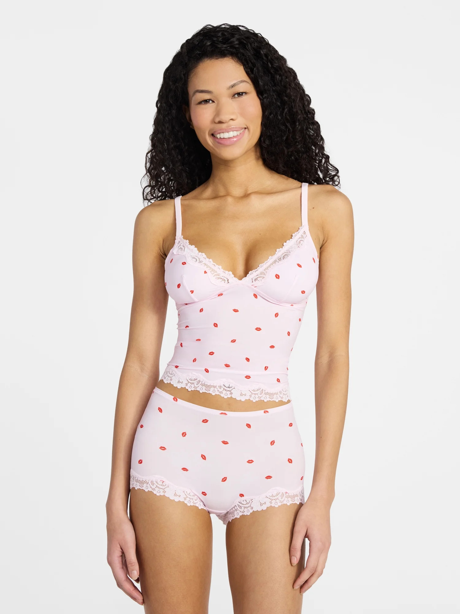 No Boundaries Fit Stretch Cami and Shorts Set with Lace Trim, 2-Piece, Women's XS-XXL | Walmart (US)