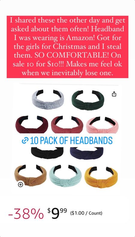 10 pack for $10 on Amazon - SO comfortable! Love the colors and so nice just to keep my hair out of my face 

#LTKfindsunder50