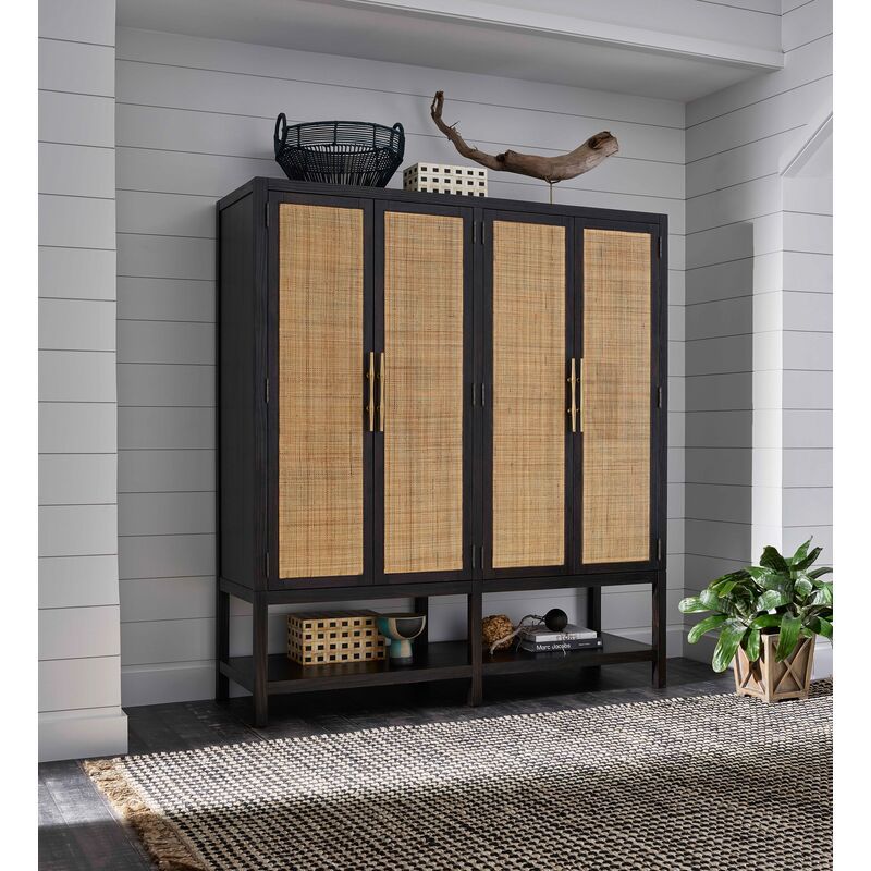 Nala Rattan Armoire, Black/Natural | One Kings Lane