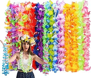 24pcs Leis for Luau Party, Hawaiian Leis Bulk Decorations Silk Flower Necklace, Colorful Tropical... | Amazon (US)
