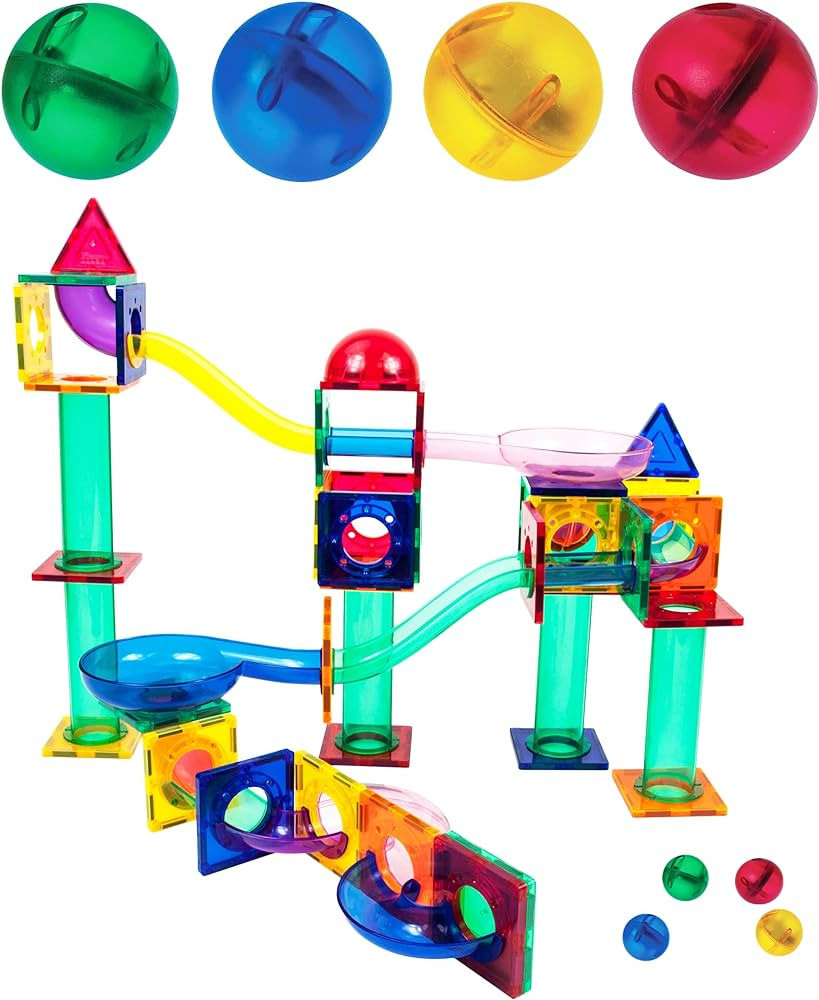 PicassoTiles 70 PCs Marble Run Maze Race Track Magnetic Tiles Magnet Building Block Educational C... | Amazon (US)
