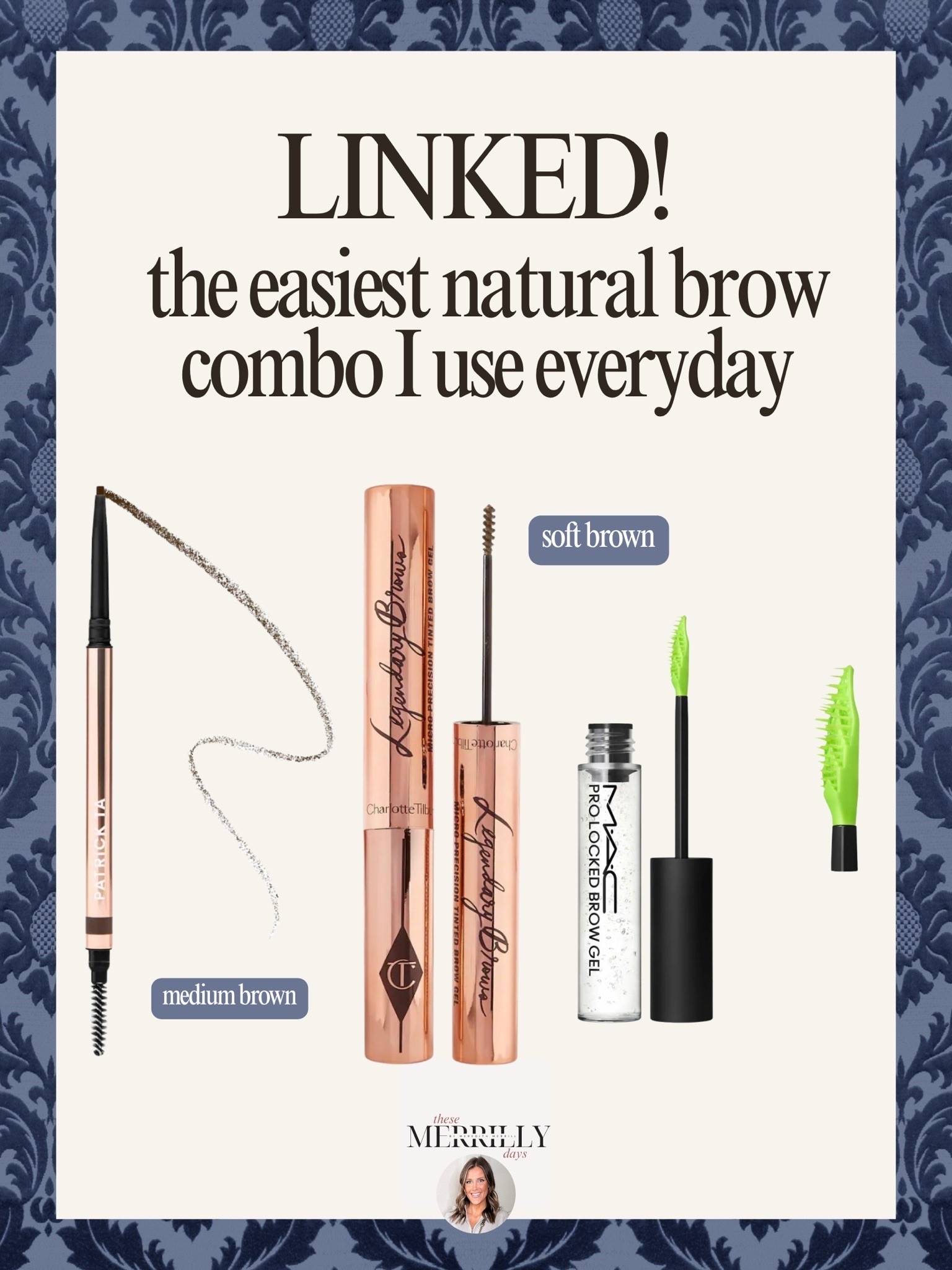 My everyday natural brow combo that gives soft, fluffy brows without looking overdone. I use the Patrick Ta brow pencil in Medium Brown for light definition, then finish with the Charlotte Tilbury brow gel in Soft Brown and the MAC Pro Locked Brow Gel to keep everything lifted and in place all day.

natural brow routine, fluffy brows, soft makeup look, everyday makeup products, brow pencil, brow gel, long lasting brows, natural beauty products, Charlotte Tilbury makeup, Patrick Ta beauty, MAC cosmetics, easy makeup routine, clean girl makeup, beauty favorites, Thesemerrillydays

#LTKBeauty #LTKgrwm #LTKSeasonal