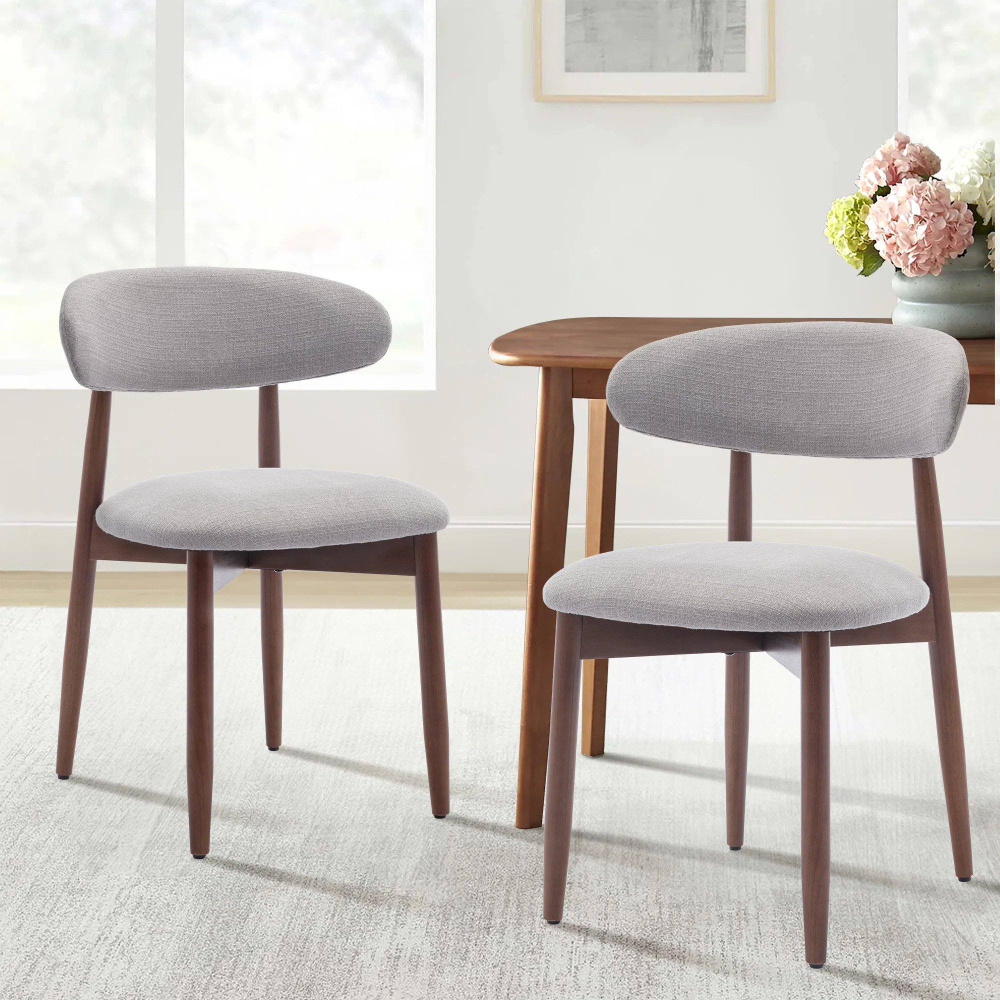 Upholstered Solid Wood Dining Chair Side Chair (Set of 2) | Wayfair North America