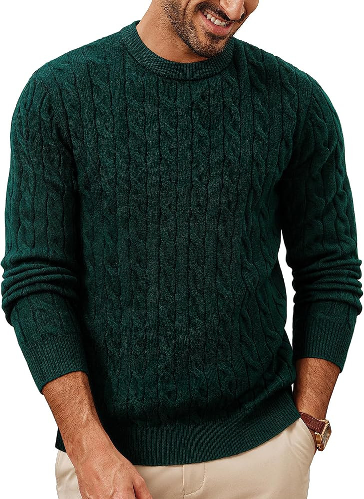 PJ PAUL JONES Mens Sweaters Casual Cable Knit Pullover Sweater Crewneck Twist Sweaters | Amazon (US)