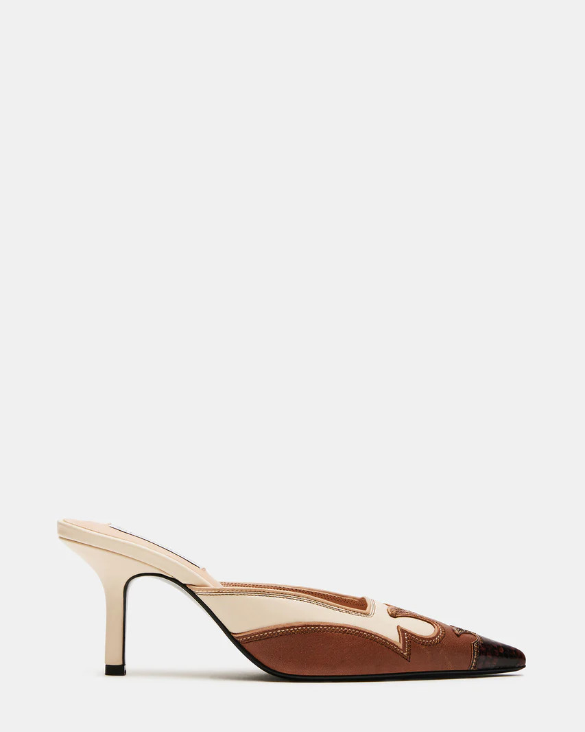 THORIN Brown Multi Pointed Toe Mule Heel | Women's Heels | Steve Madden (US)