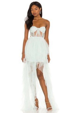 For Love & Lemons X REVOLVE Bustier Hi Low Gown in Blue from Revolve.com | Revolve Clothing (Global)