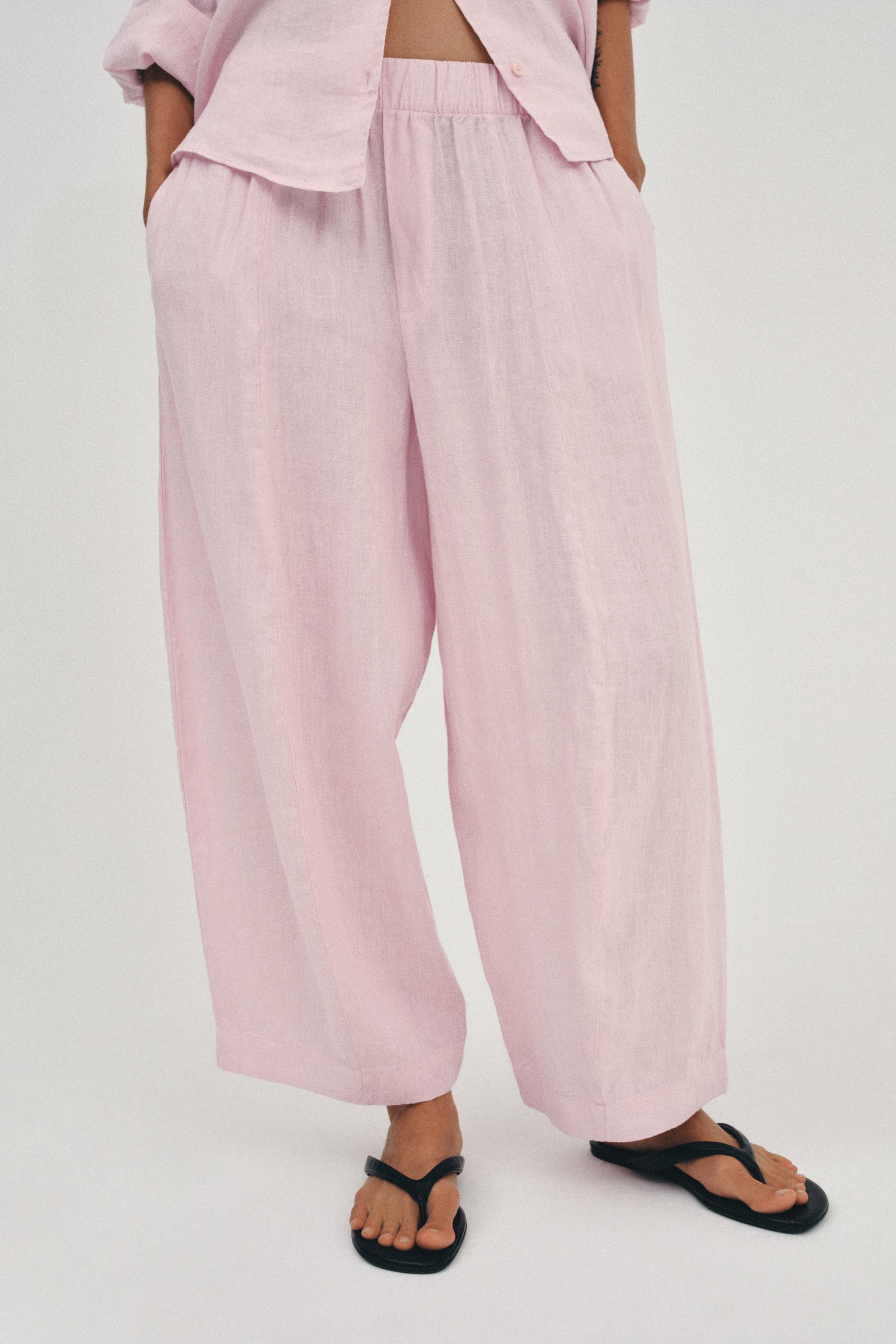 ZW COLLECTION LINEN BARREL PANTS | Zara US