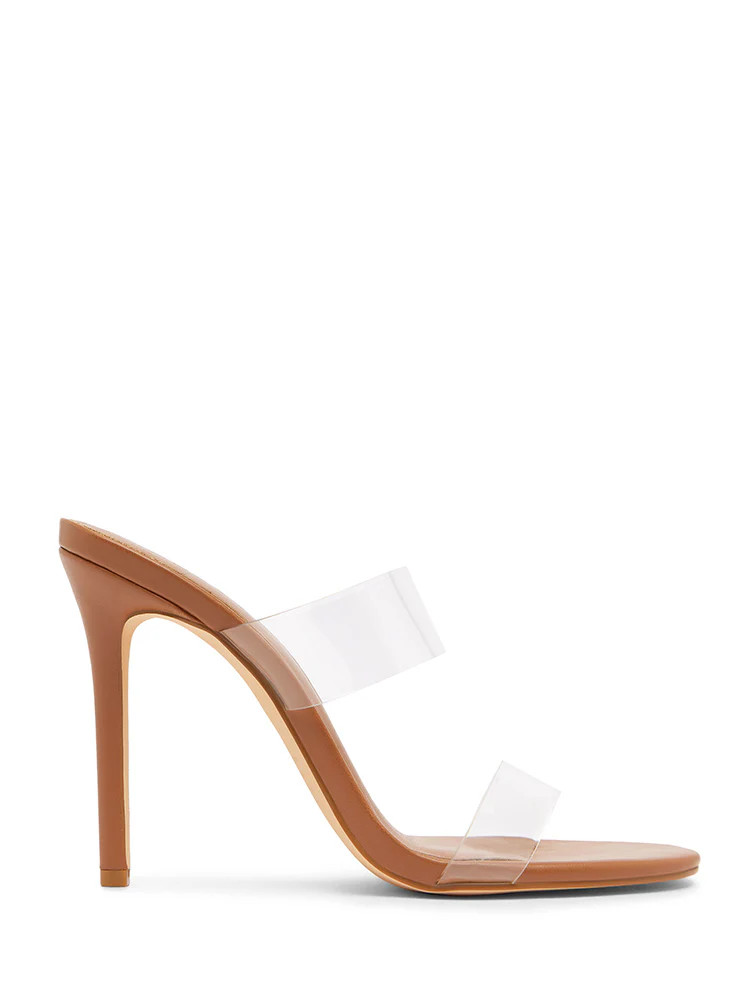 BELLA Tan Clear Heels | Covet Shoes