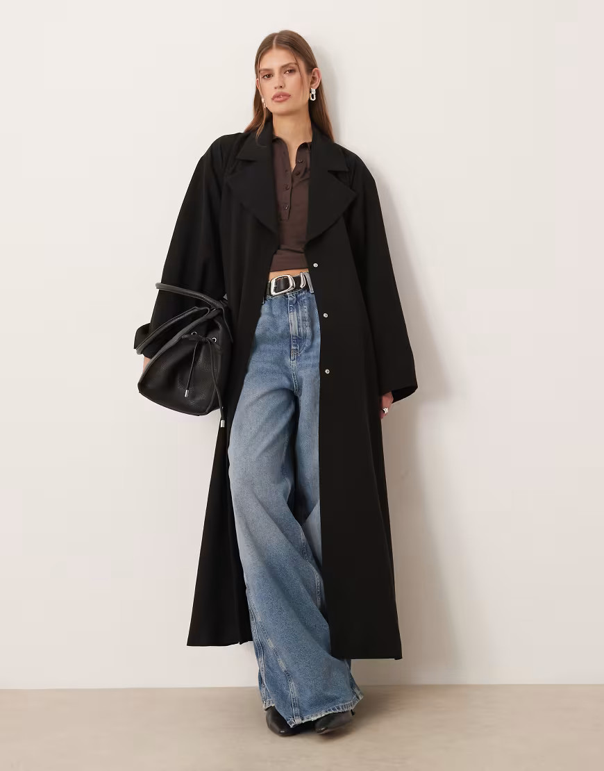 ASOS DESIGN oversized volume trench coat in black | ASOS (Global)
