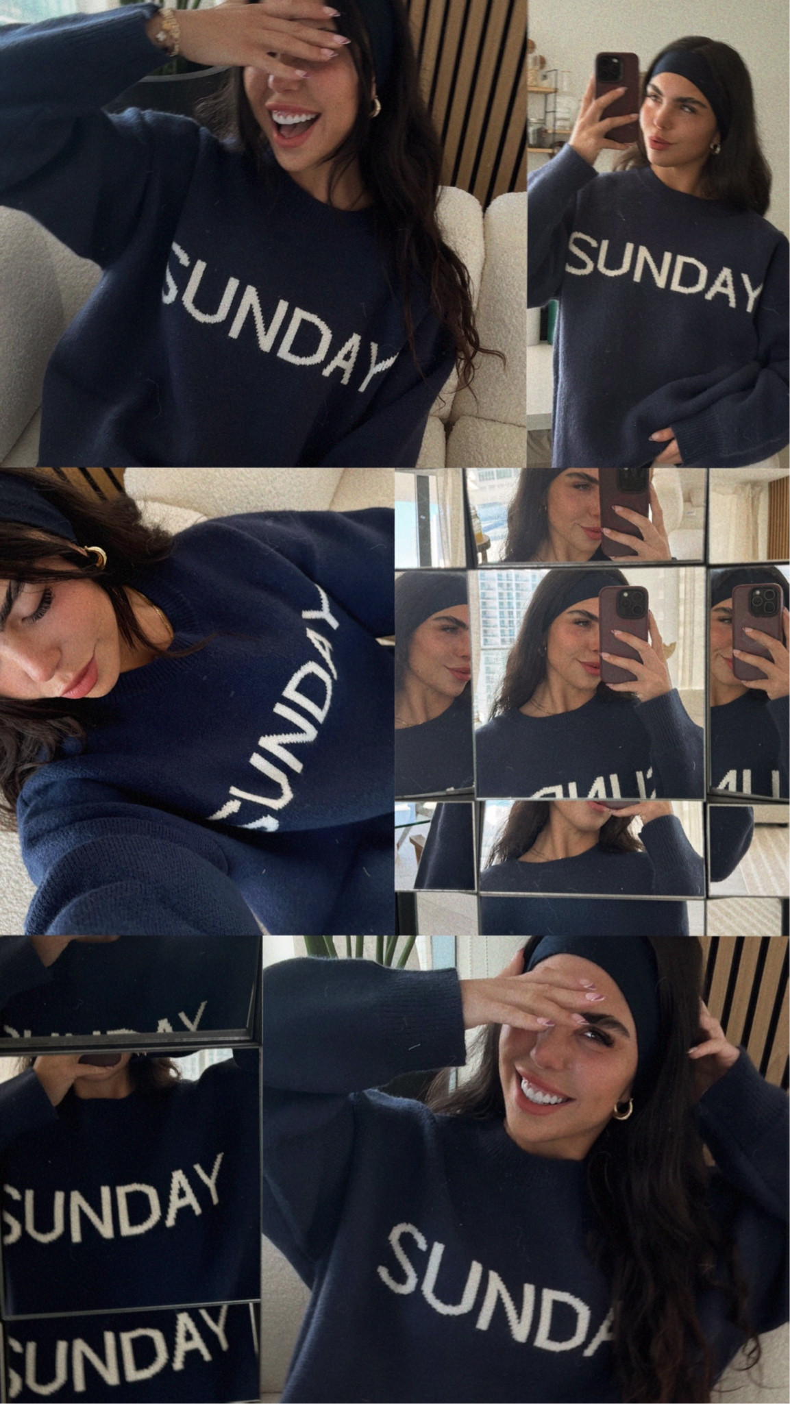 Completely obsessed with this navy 'Sunday' jacquard knitted sweater! It's the perfect cozy piece for fall—styled with grey sweats and some gold accessories for that effortless, laid-back vibe. 🍂

#LTKFindsUnder50 #LTKSeasonal #LTKFallSale