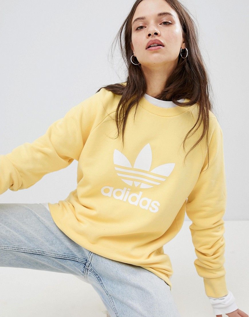 adidas Originals Trefoil Oversized Sweatshirt In Yellow - Yellow | ASOS US