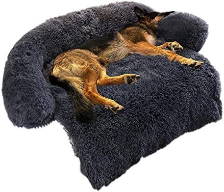 Calming Dog Bed Fluffy Plush Dog Mat for Furniture Protector with Removable Washable Cover for La... | Amazon (US)