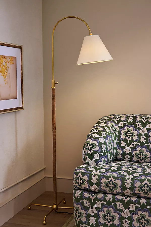 Curves Metal & Rattan Shaded No. 1 Floor Lamp | Anthropologie (US)