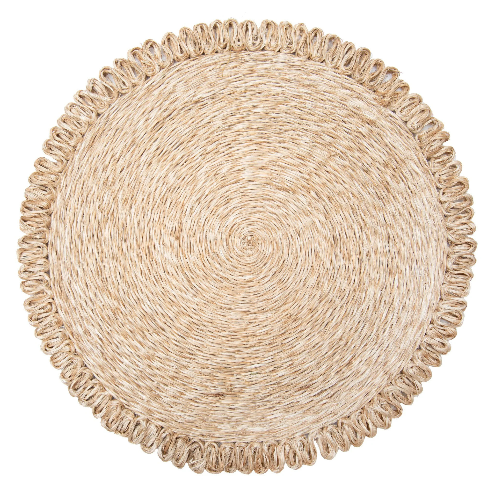 Loopy Abaca Natural 15" Round Placemats - Set of 4 | Couleur Nature