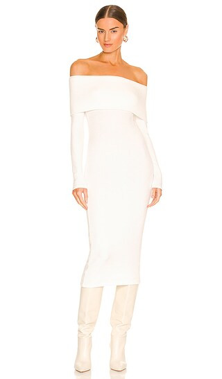 Sweater Knit Off The Shoulder Dress in Winter White | Revolve Clothing (Global)