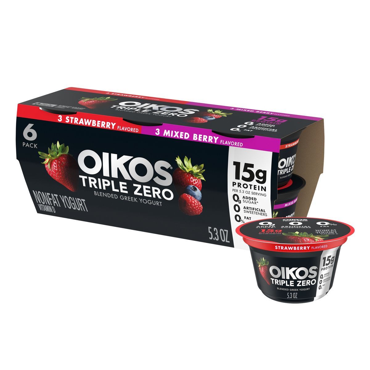 Oikos Triple Zero Variety Pack Greek Yogurt - 6ct/5.3oz Cups | Target