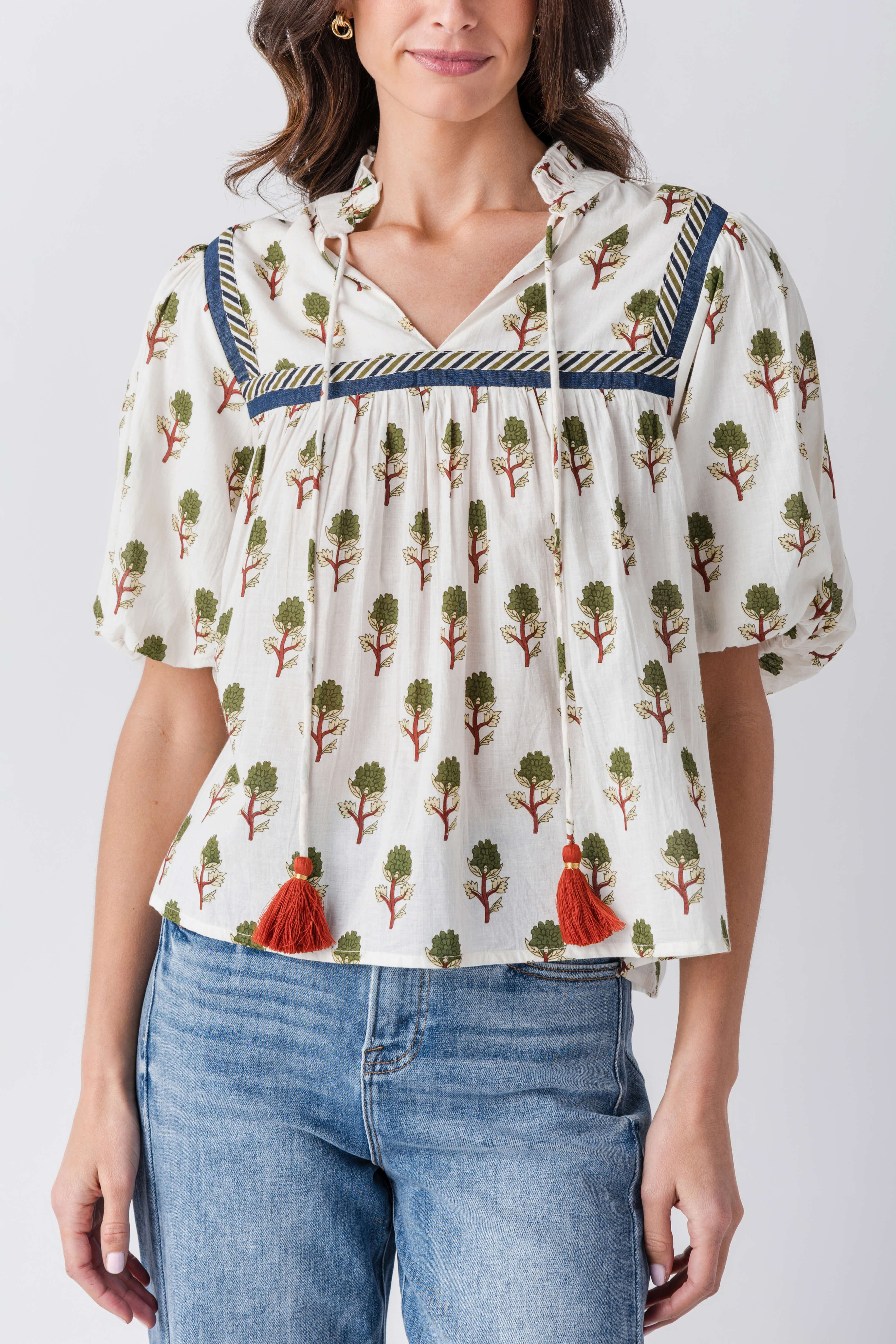 THML Olive Tassel Tie Top | Social Threads