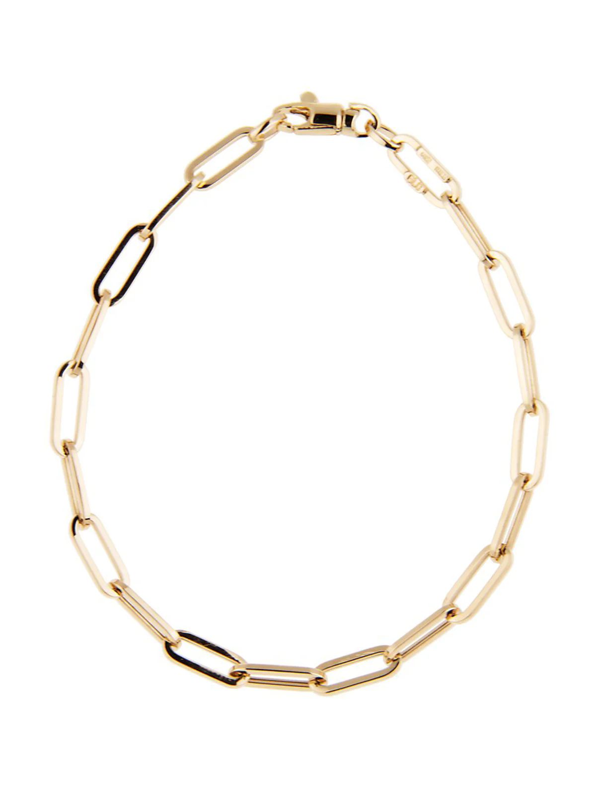 Small Link Paperclip Yellow Gold Chain Bracelet | YLANG 23