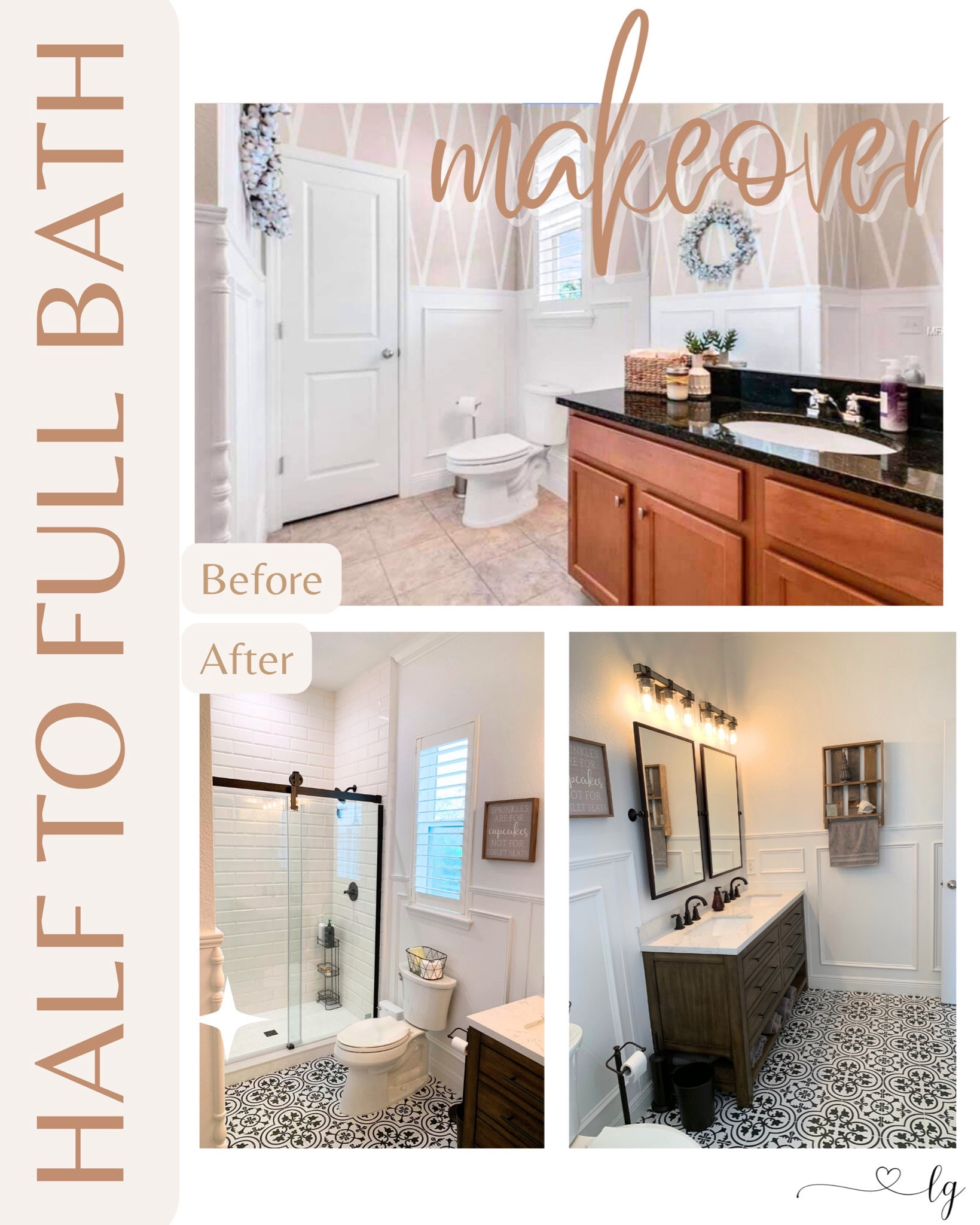 Moving a lot meant lots of home projects. Here’s is one of my favorites! This half bath was converted to a full bath by creating a shower out of a huge linen closet! 

#LTKhome
