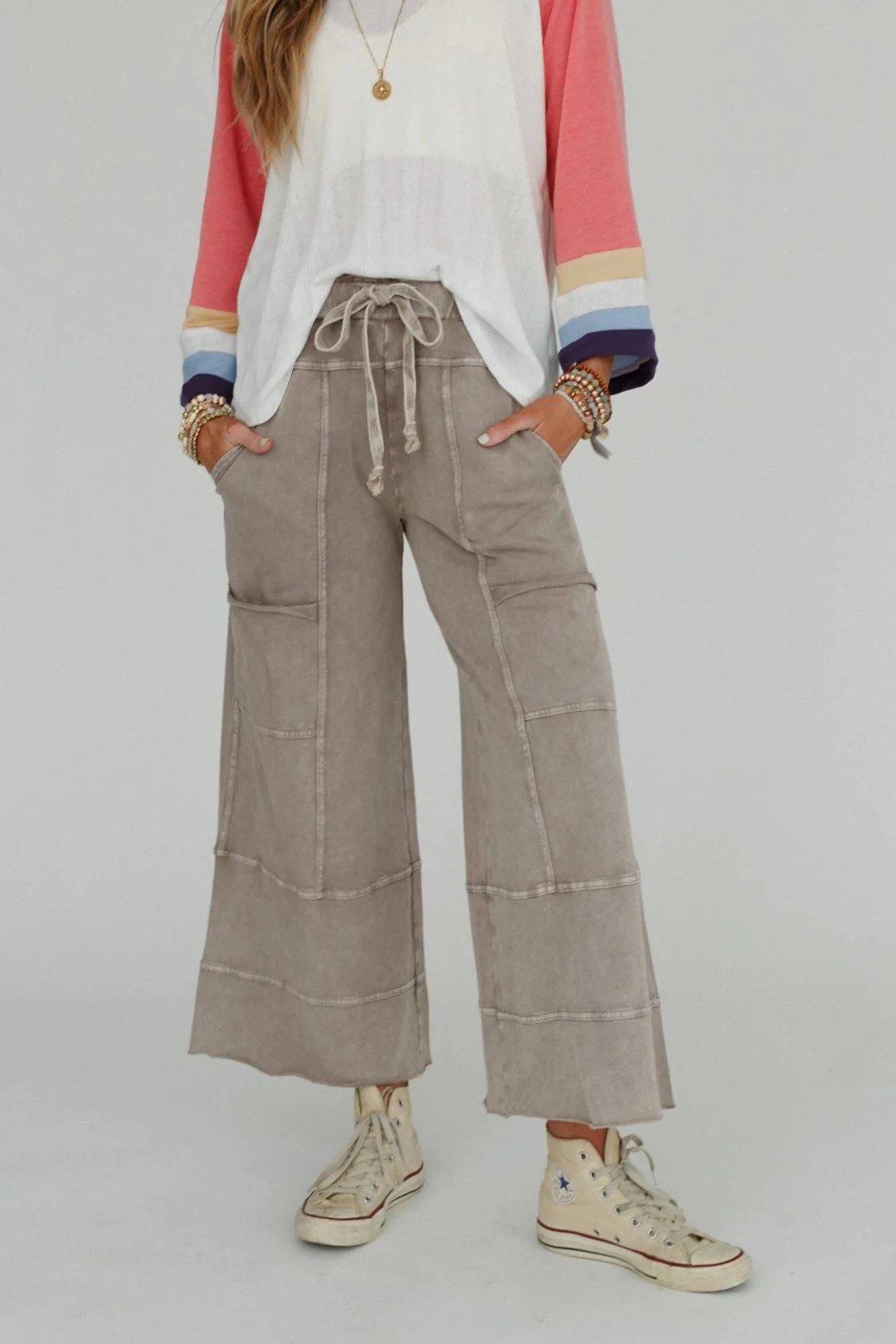Lucky One Wide Leg Pant - Taupe | Three Bird Nest