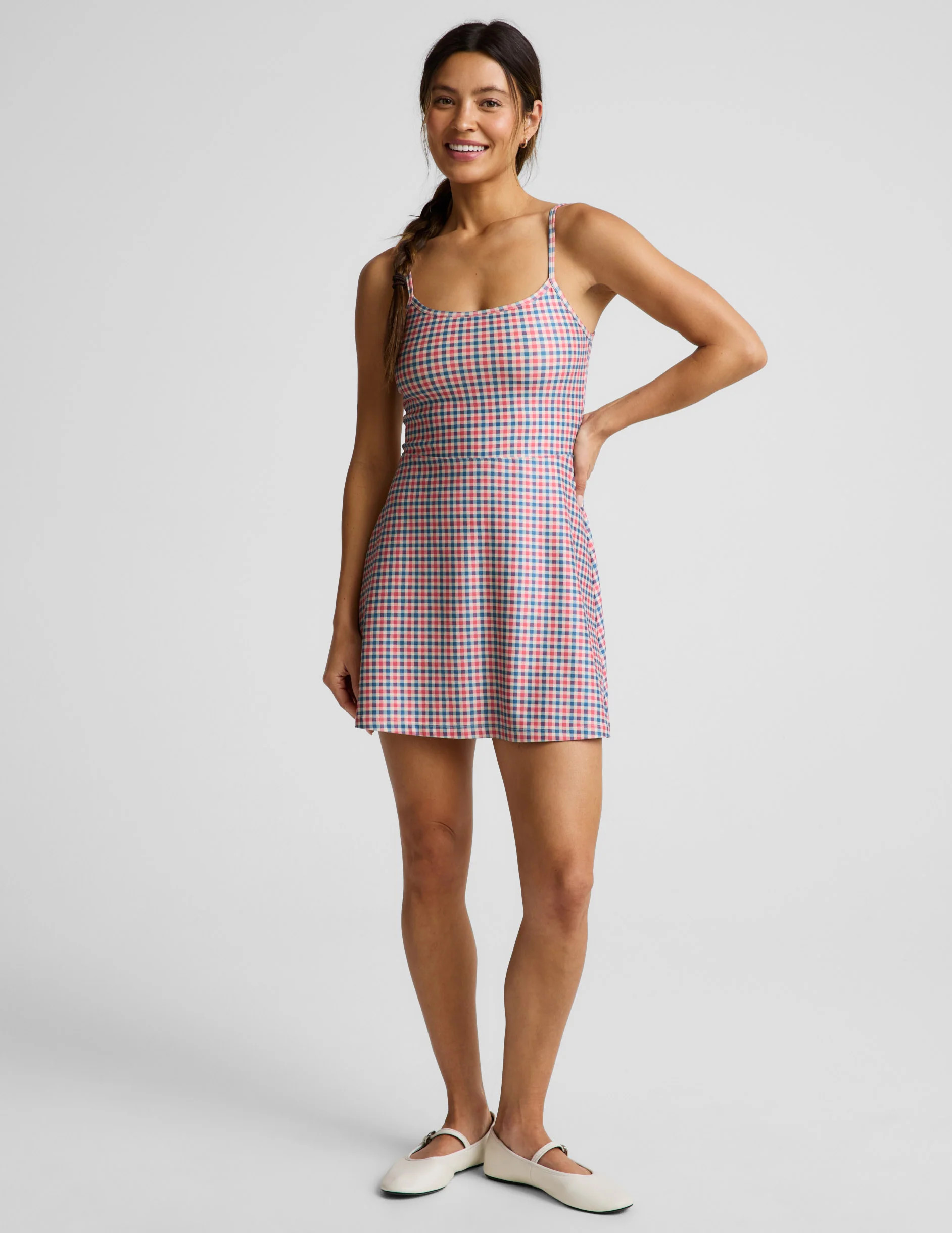 Sunwashed Gingham Midweight Spacedye Forever Dress | Beyond Yoga | Beyond Yoga