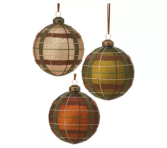 Valerie Parr Hill Set of (6) 4" Matte Plaid Balls - QVC.com | QVC