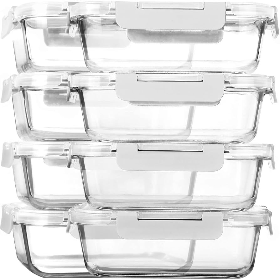 [8-Pack,30 oz]Glass Meal Prep Containers,MCIRCO Glass Food Storage Containers,Airtight Glass lunc... | Amazon (US)
