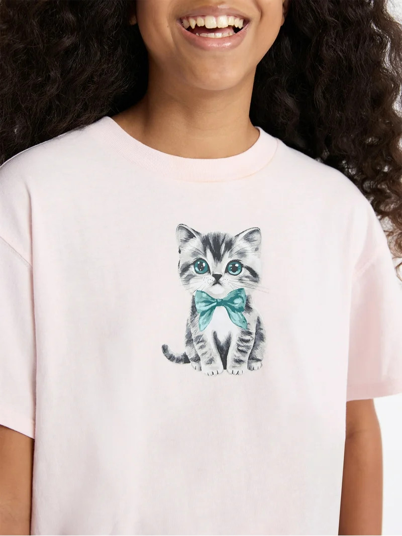 Weekend Academy Girls Short Sleeve Boxy Graphic T-Shirt, Sizes 4-18 | Walmart (US)