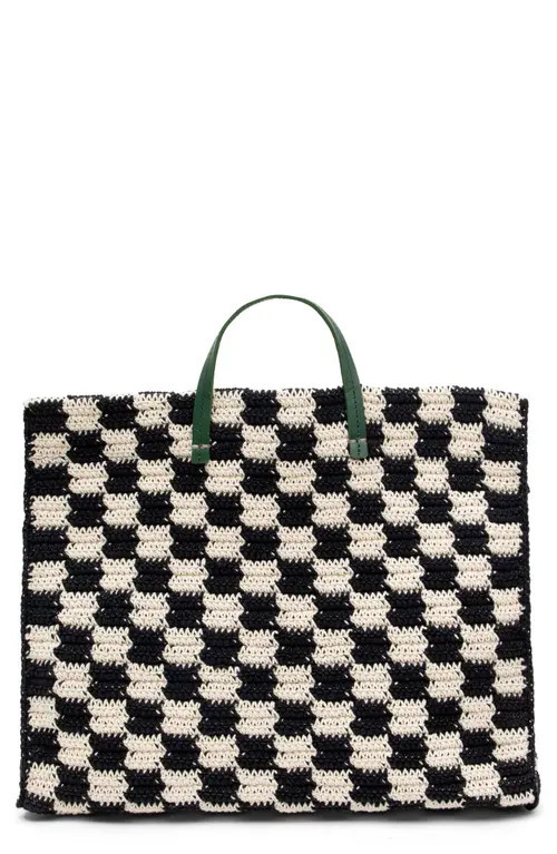 Clare V. Simple Crochet Tote in Black And Cream Crochet at Nordstrom | Nordstrom