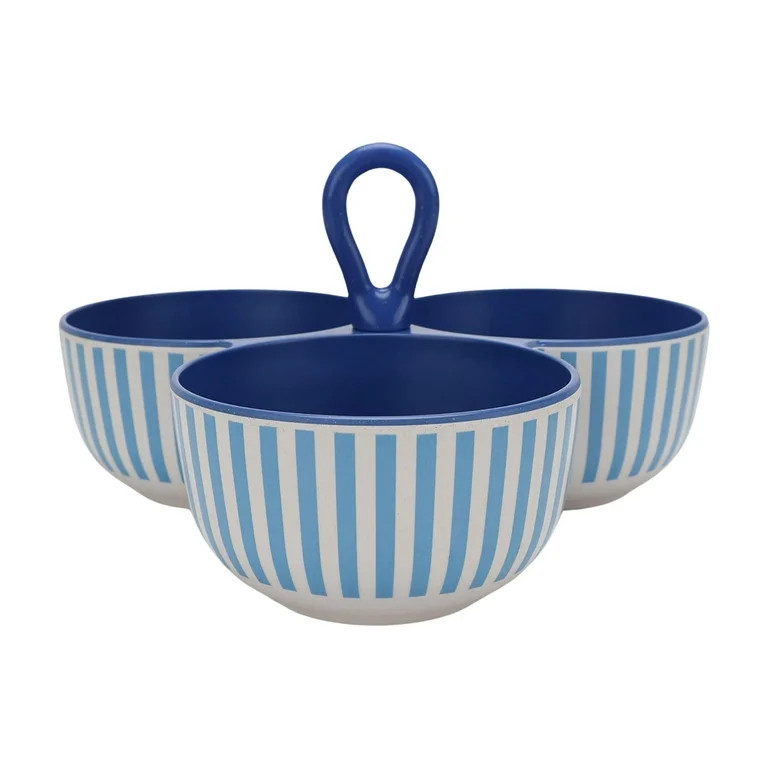 Mainstays by Becky G. & Alejandra Bamboo Melamine Triple Condiment Server, Blue Stripe | Walmart (US)
