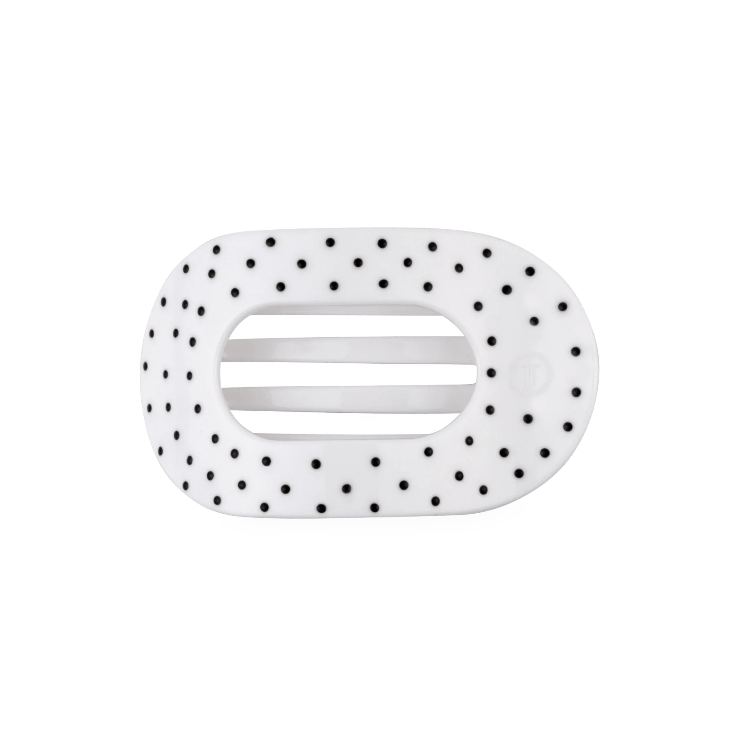 White Polka Dot Party Medium Flat Round Hair Clip | TELETIES