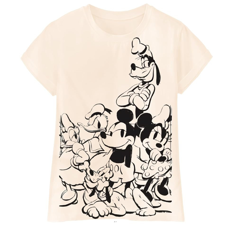 Oversized Mickey Mouse and Friends Sketched T-Shirt, Adult Sizes, Ivory | Amazon (US)