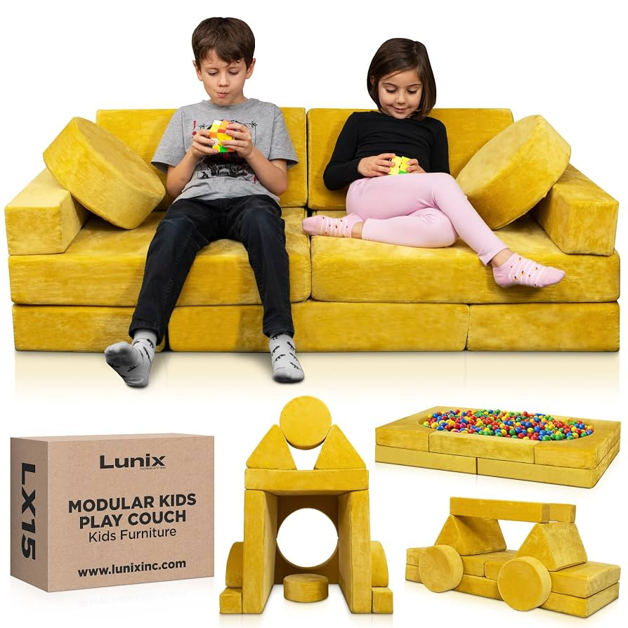 Lunix LX15 14pcs Modular Kids Play Couch, Child Sectional Sofa, Fortplay Bedroom and Playroom Fur... | Amazon (US)