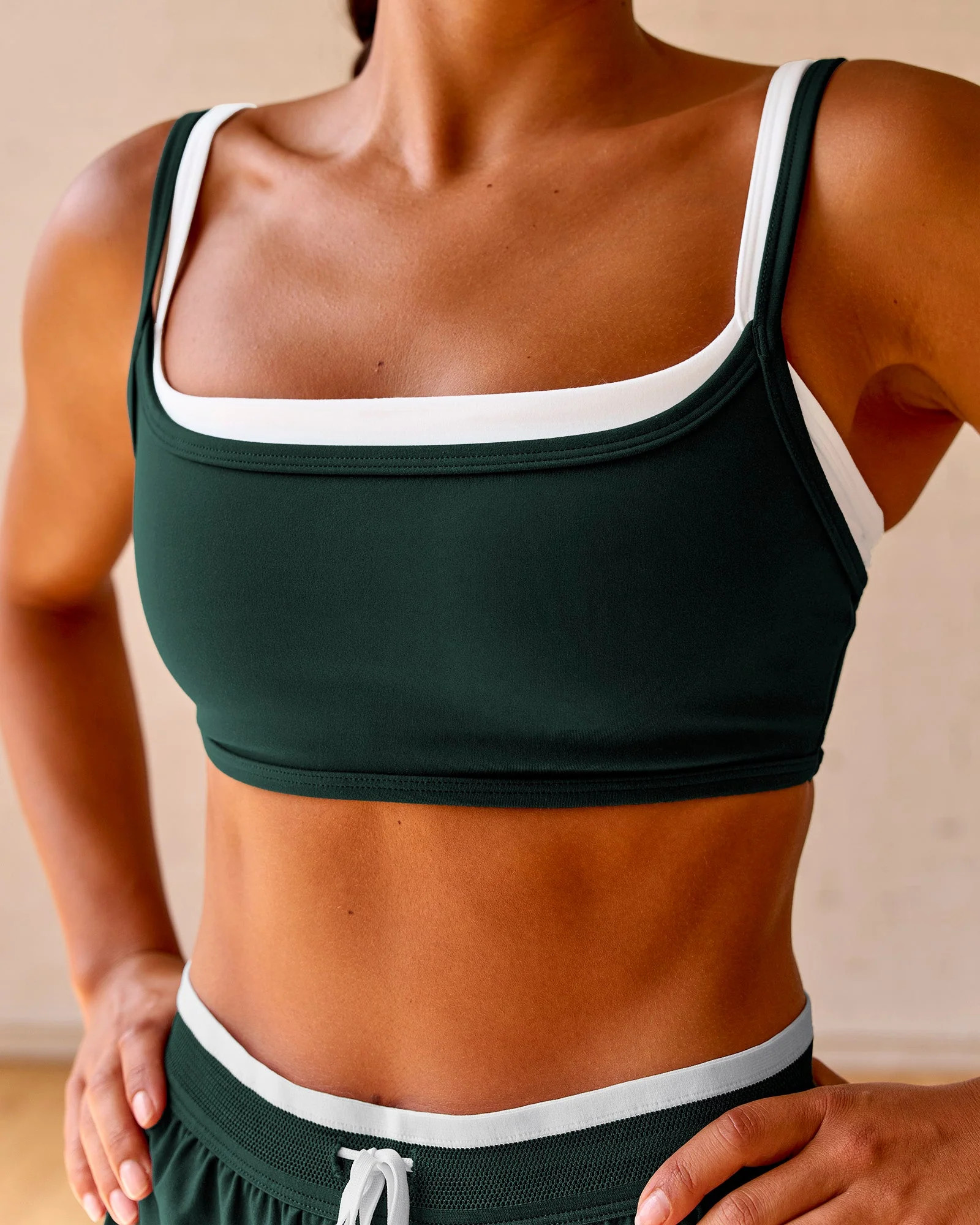 Balance Sports Bra - Midnight Green-White | LSKD | LSKD