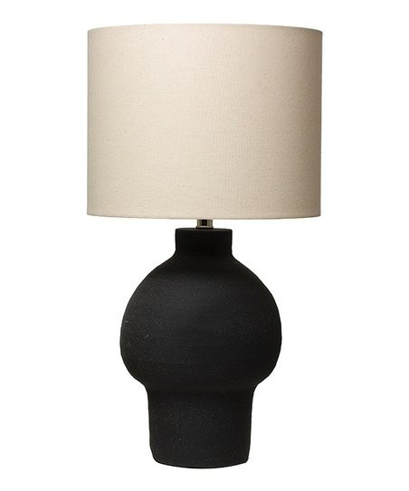 Black Round Sanded Stoneware Table Lamp | Zulily