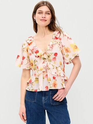 Ruffle Tie-Front Top | Old Navy (US)