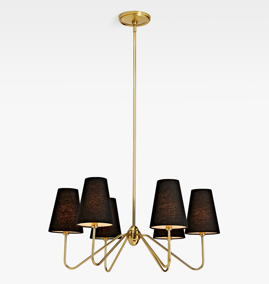 Berkshire 6 Arm Chandelier with Linen Shades | Rejuvenation