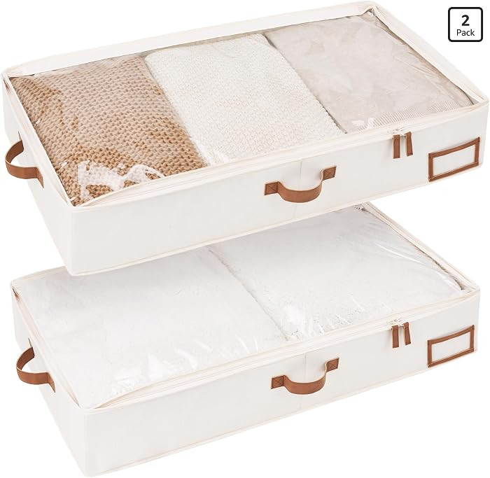 StorageWorks Large Under Bed Storage Containers with Handles and Label Holder, 2 Pack Ultra-thick... | Amazon (US)