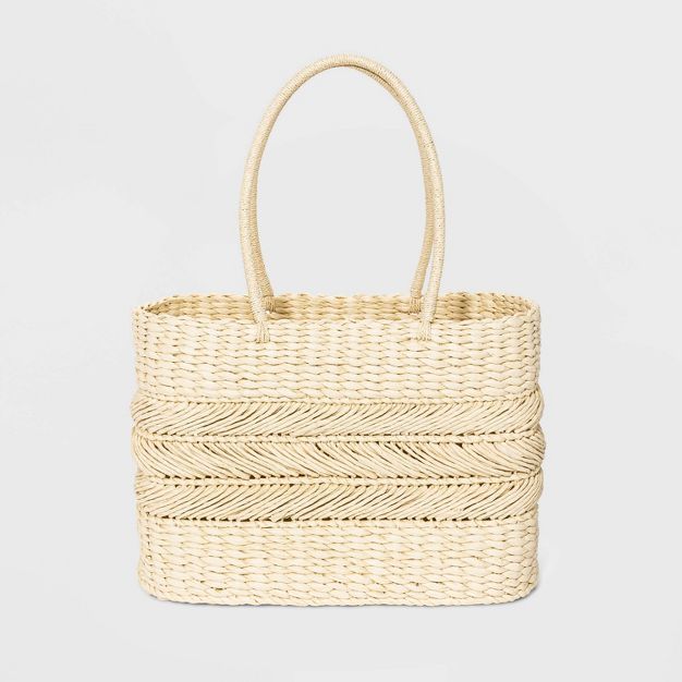 Straw Tote Handbag - A New Day&#8482; Light Beige | Target