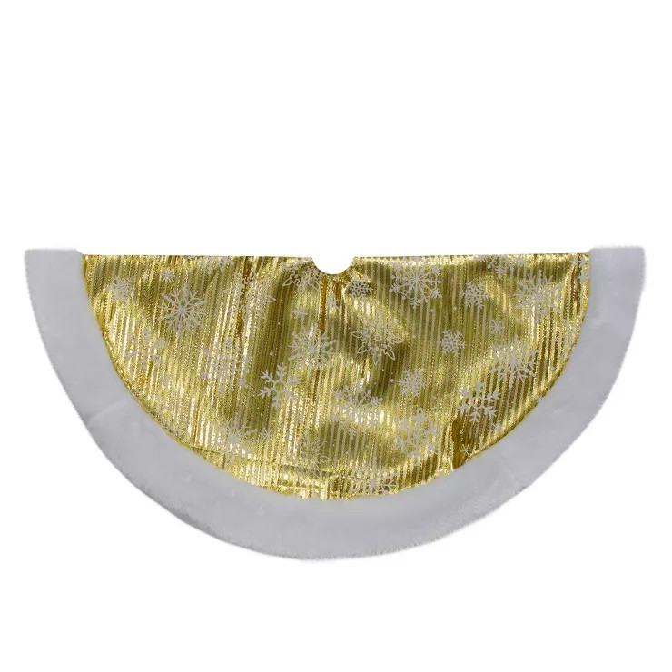 Northlight 20-Inch Gold and White Metallic Snowflake Print Mini Christmas Tree Skirt | Target