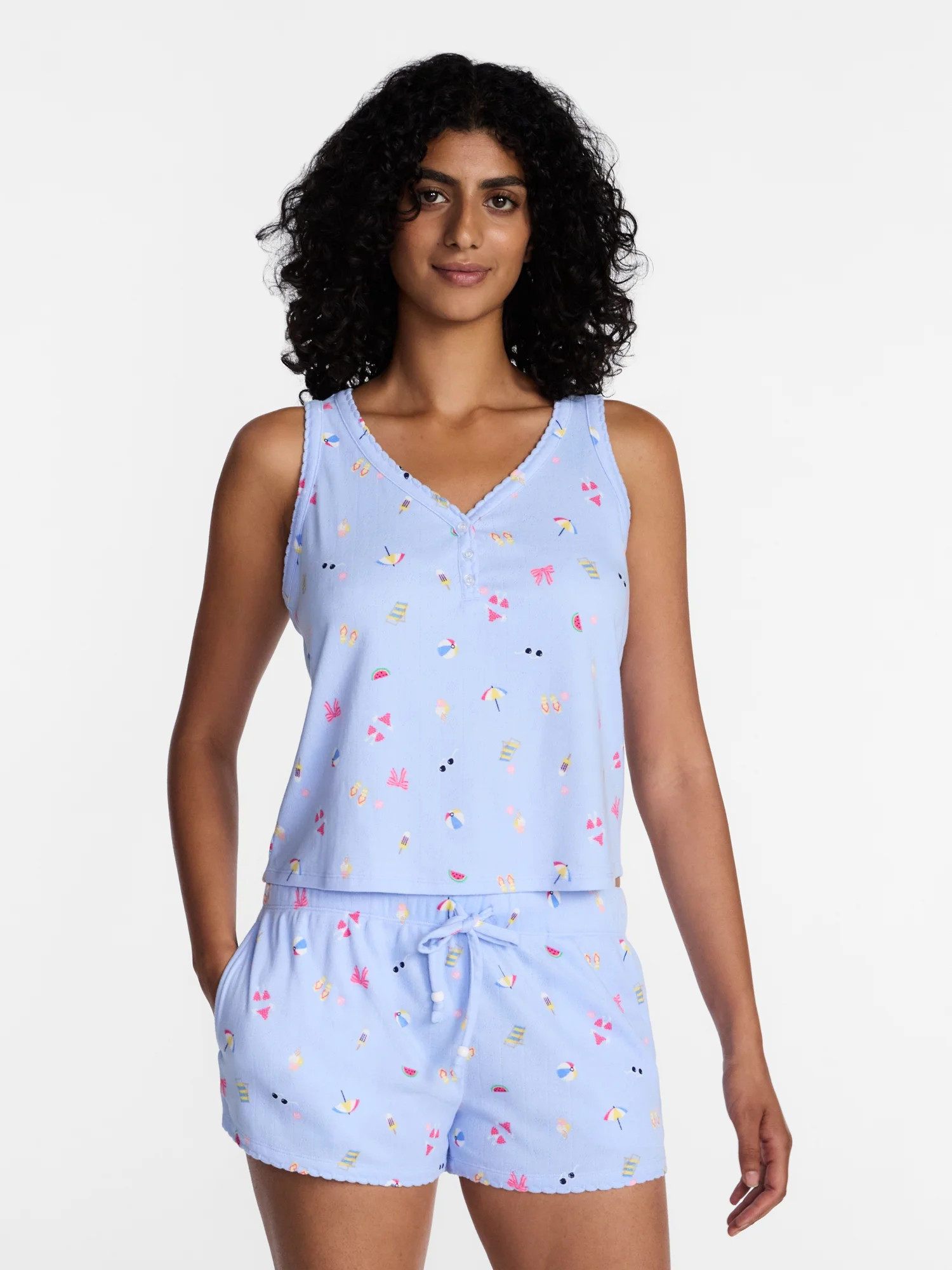 Way to Celebrate Women's Pointelle Pajama Set, 2-Piece, Sizes XS-3X | Walmart (US)