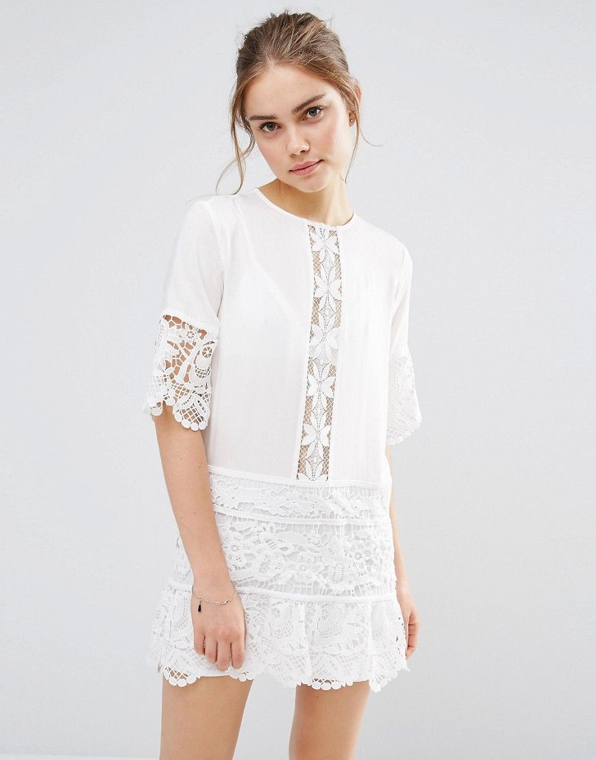 Endless Rose Lace Insert Mini Dress - White | ASOS US
