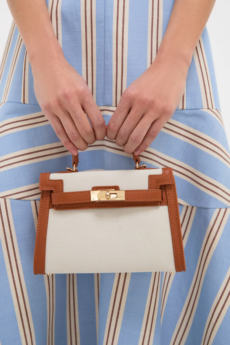 Natural Linen and Tan Hariette Handle Bag | Tuckernuck (US)